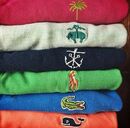 Polo shirts from preppy brands: Lilly Pulitzer, Brooks Brothers, KJP, Ralph Lauren, Lacoste and Brooks Brothers.