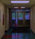 School hallway in Hillside Intermediate School, Bridgewater, New Jersey.
