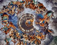 Giulio Pippi, 1499-1546.-"Olympus" (the Olympian gods watch the Fall of the Titans).-Ceiling fresco