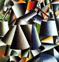 "Woman with Pails: Dynamic Arrangement" by Kazimir Malevich (1912)