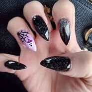 Black and pink kawaii nails