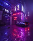 Neon-Tokyo-with-Delorean-Cyberpunk-aesthetic