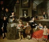 The Family of the Artist by Juan Martínez del Mazo. The people depicted in the painting are wearing Spanish fashion from the 1660s. (Kunsthistorisches Museum Wien, Vienna, Austria)