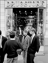 Scene in front of the Drugstore Publicis on the Champs-Élysées, Paris, in the 1960s, by René Burri.