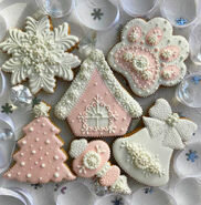 Pastel pink and white christmas cookies
