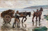 "Seaweed Gatherers on Newlyn Beach" by Harold Harvey (1904)