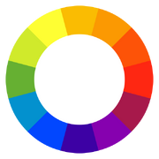 A color wheel of 12 hues using the RYB color model.