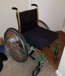 A photo of a customized wheelchair.