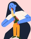 A parody artwork referencing "Saturn Devours His Son" by Francisco Goya.