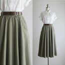 Sage skirt and white button down outfit