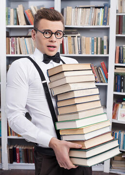 Nerd guy with books stock image. Image of geek, person - 37677157