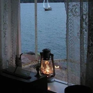 Lantern by window