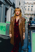 Leather jacket velvet dress