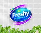 Example of a Frutiger Eco themed cleaning product logo design.