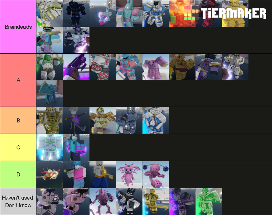 Stand Tier List With Spin