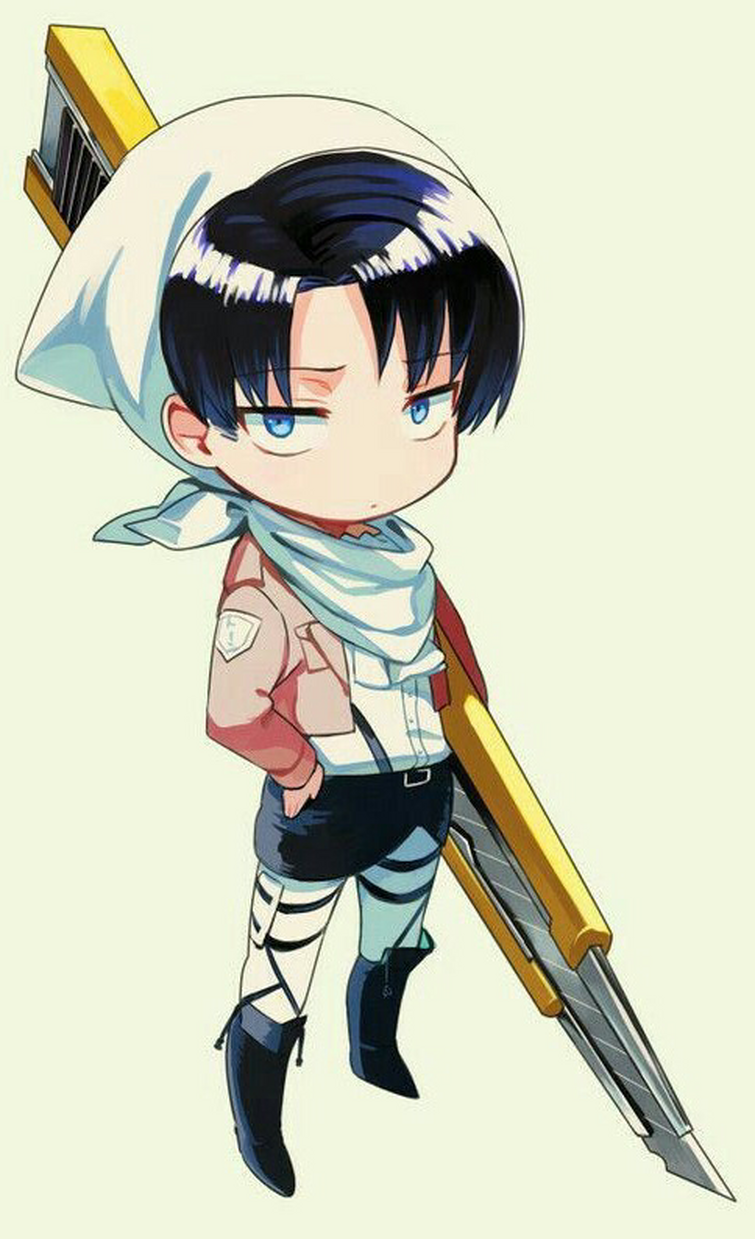 vest Havbrasme angivet Chibi Levi has just finished cleaning, and is going to defeat some chibi  titans with a box cutter | Fandom