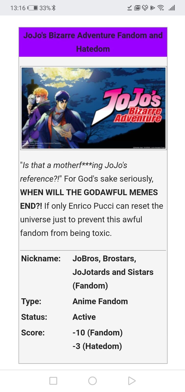 Just another JoJo's Bizarre Adventure and other animes memes page.