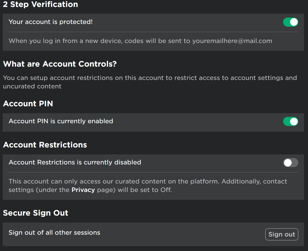 Roblox Account Restrictions Settings