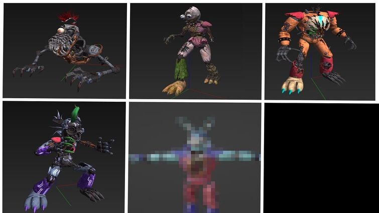 FNAF SB RUIN - RUINED GLAMROCK ANIMATRONICS MODELS + ANIMATIONS