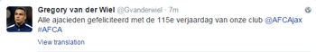 Van der Wiel tweet.