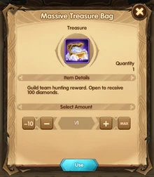Treasure Bag containing 100 diamonds from team hunting.