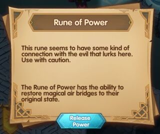 The prompt that appears when clicking the Rune of Power