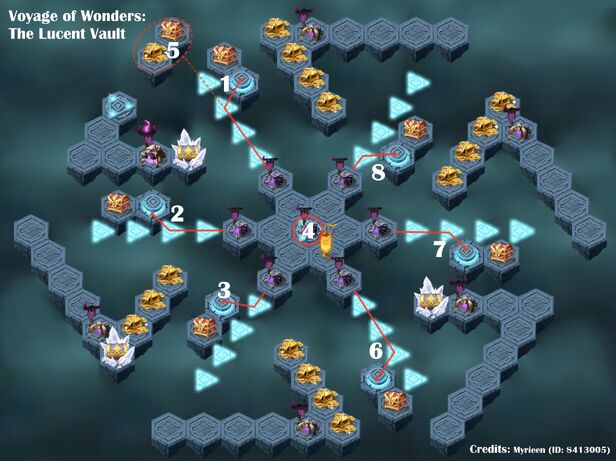 A map showing all the tiles of 'The Lucent Vault'