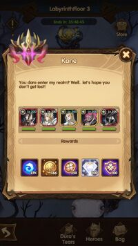 An example of a team assembled by Kane, and the rewards received from this.