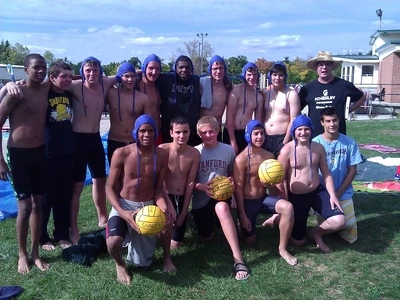 Team of waterpolo players, 9 from Pittsburgh Public Schools, and 5 from Shaler Area, in Ohio in September 2011. Team took 3rd place in the JV division.