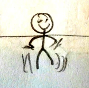 Treading stick figure