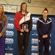 Jade, a 2-time champion swimmer in 200 breastroke from CalU. Photo in her senior season, 2017.
