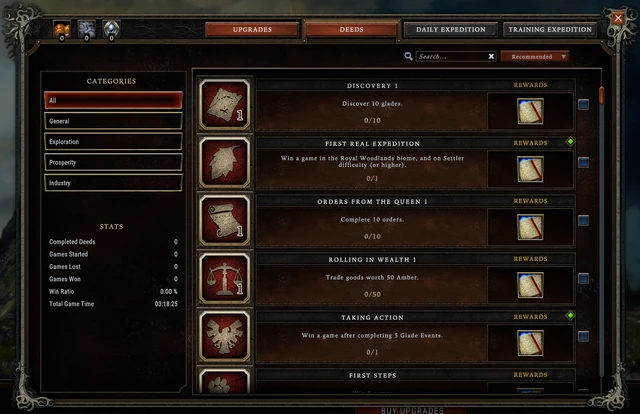 All the deeds are grouped and listed.