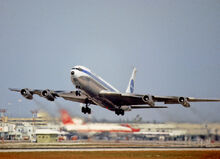 A  S707 takes off from Miami International Airport.