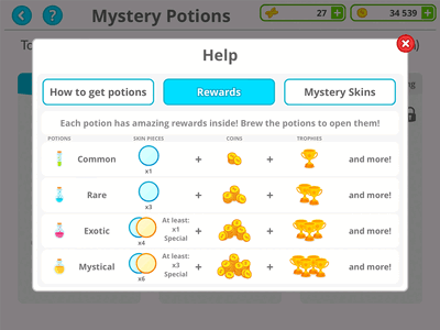 Mystery potions rewards