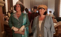  as Bowers (right) and Jennifer Saunders as Miss Van Schuyler