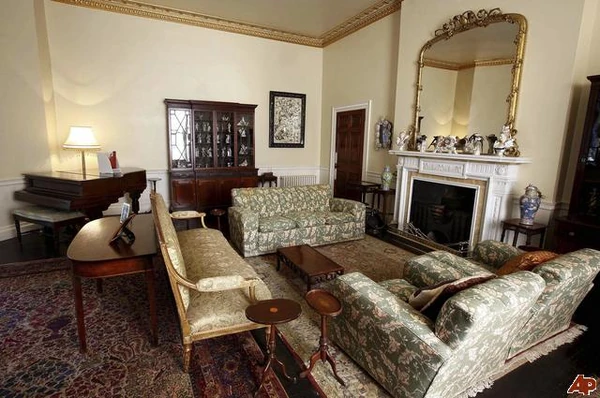 The Living Room. Note the piano, Agatha was an accomplished musician