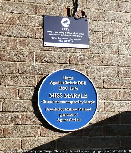 Plaque celebrating the town's link with Agatha Christie. Unveiled in 2015.