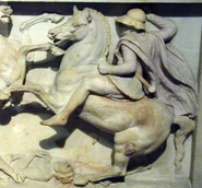 A Macedonian cavalryman portrayed on the Alexander Sarcophagus