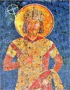 Depiction of Tsar Konstantin on a fresco.