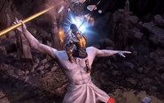 Arkantos utilizing his final attack on the statue in Retold.
