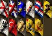 The Consulate flags for every nation (from left to right): Spanish, British, French, Portuguese, Dutch, Russian, German, Ottoman, Japanese, Chinese, Indian