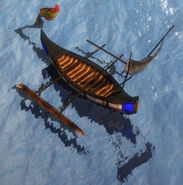 An in-game Native American Fishing Boat