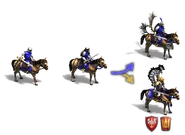 La ligne de cavalerie d'éclairage, avec le hussard ailé en bas à droite