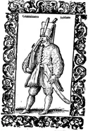 Janissary illustration.jpg (184 KB) Giannizzero Illustration by Cesare Vecellio, depicting a later Janissary in 1589, wearing the Royal Janissary hat