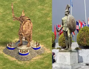 La Maravilla Griega, y su contraparte en la vida real, aparentemente, el Monumento del Rey Leónidas