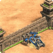 The unit dealing trample damage to an enemy wall.