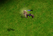 A player controlled scouting Vulture under attack in Age of Mythology