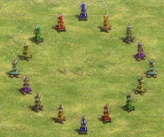 Monks riding Relic Carts (carrying Relics) from the "Upside Down" mod event