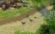 Two Bird units flying away in the cinematic On to Glory