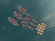 Ships arranged in formation in Age of Empires IV